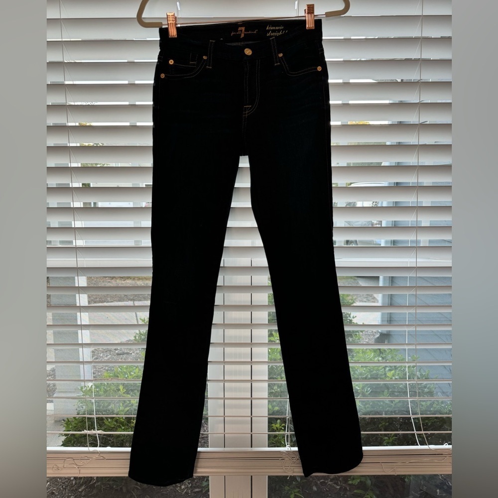 7 For All Mankind Kimmie Straight Leg Mid-rise Jeans Dark Wash Size 25 - Picture 3 of 8